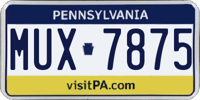 PA license plate MUX7875
