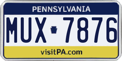 PA license plate MUX7876