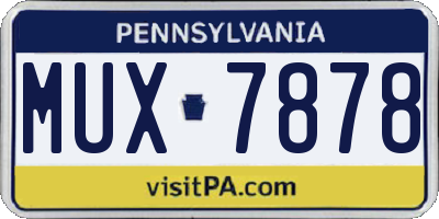 PA license plate MUX7878