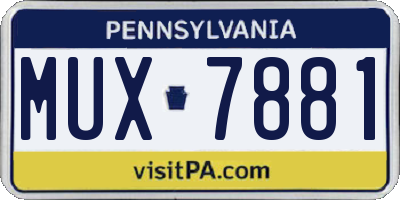PA license plate MUX7881
