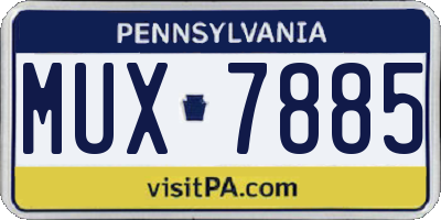 PA license plate MUX7885