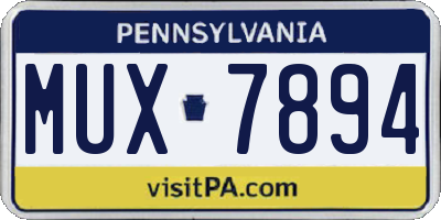 PA license plate MUX7894
