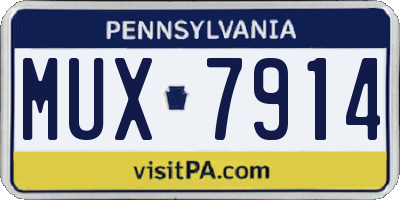 PA license plate MUX7914