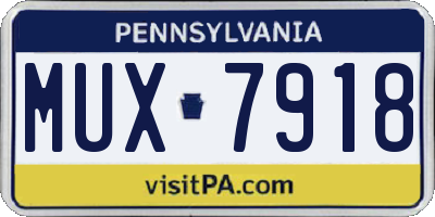 PA license plate MUX7918