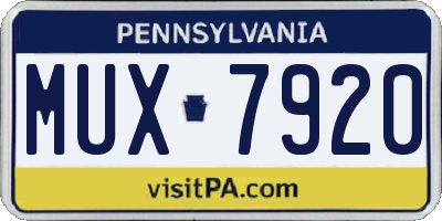 PA license plate MUX7920