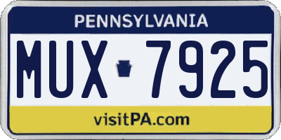 PA license plate MUX7925