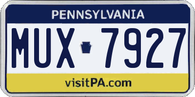 PA license plate MUX7927
