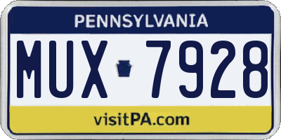 PA license plate MUX7928