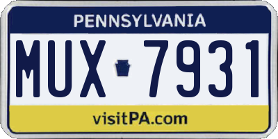 PA license plate MUX7931