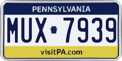 PA license plate MUX7939