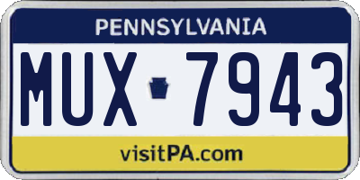 PA license plate MUX7943