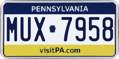 PA license plate MUX7958