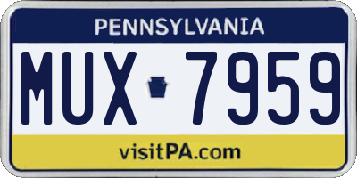 PA license plate MUX7959