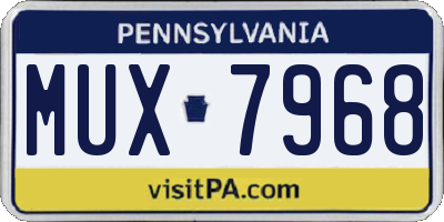 PA license plate MUX7968