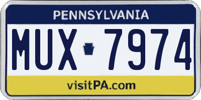 PA license plate MUX7974