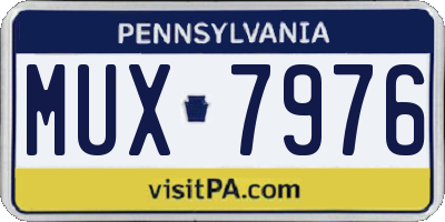 PA license plate MUX7976