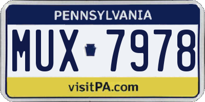 PA license plate MUX7978