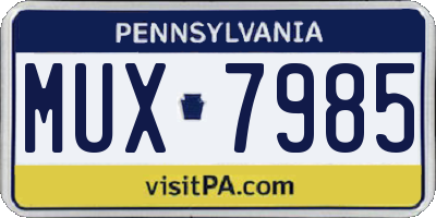PA license plate MUX7985