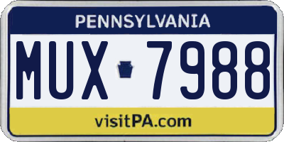 PA license plate MUX7988