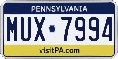 PA license plate MUX7994