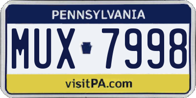 PA license plate MUX7998