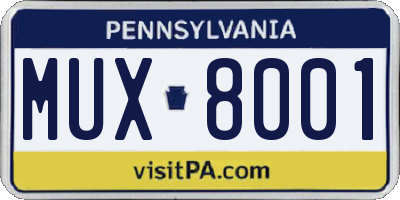 PA license plate MUX8001
