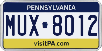 PA license plate MUX8012