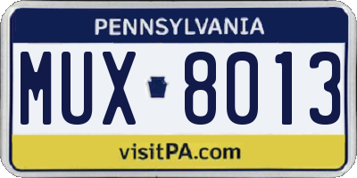PA license plate MUX8013