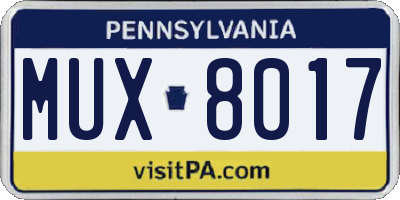 PA license plate MUX8017