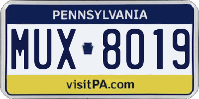 PA license plate MUX8019