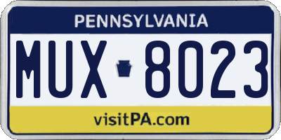 PA license plate MUX8023