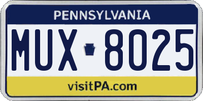 PA license plate MUX8025