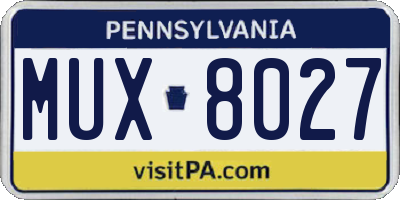 PA license plate MUX8027