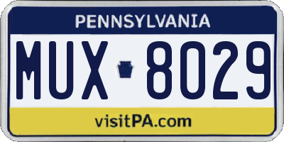 PA license plate MUX8029