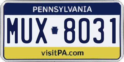 PA license plate MUX8031
