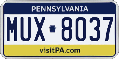 PA license plate MUX8037