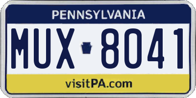 PA license plate MUX8041