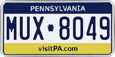 PA license plate MUX8049
