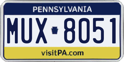 PA license plate MUX8051