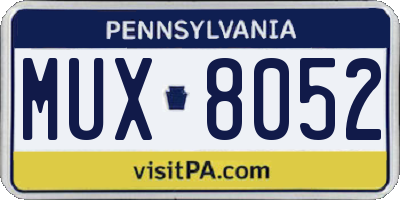 PA license plate MUX8052