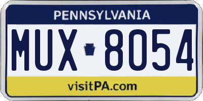 PA license plate MUX8054