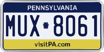 PA license plate MUX8061