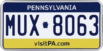 PA license plate MUX8063