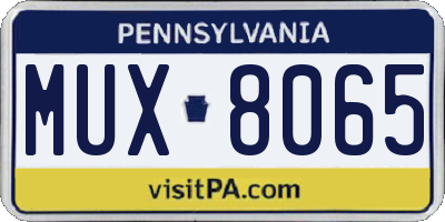 PA license plate MUX8065