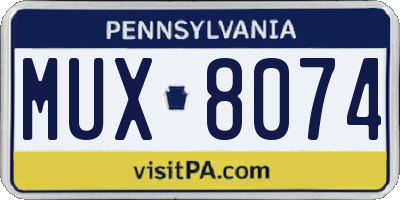 PA license plate MUX8074