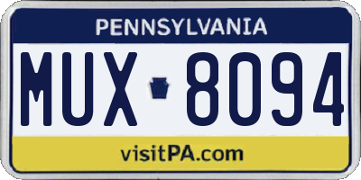 PA license plate MUX8094