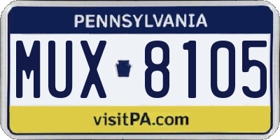 PA license plate MUX8105