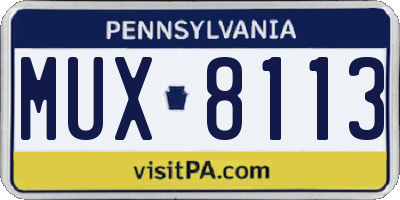 PA license plate MUX8113