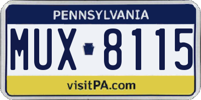 PA license plate MUX8115