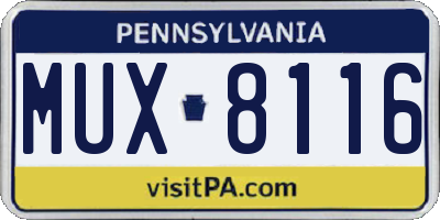 PA license plate MUX8116